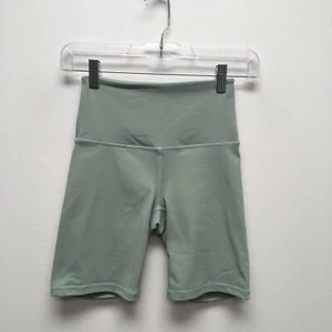 Raw Gear Womens Green High Waisted Nylon Stretch Workout Pull On Biker Shorts XS - Picture 1 of 7