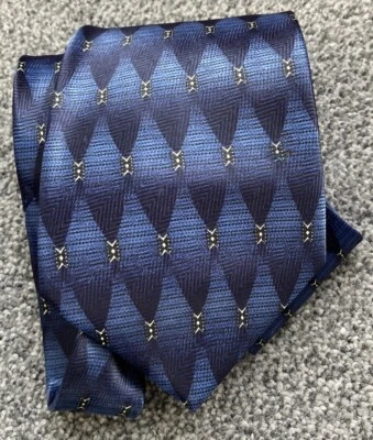 Галстук мужской синий геометрический умный для официальных мероприятий ширина 3,75 дюйма длина 55 дюймов - Изображение 1 из 4
