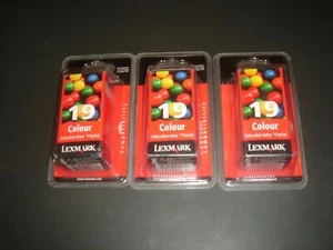 LEXMARK 19 Lot 3x Cartouche Jet d'encre Couleurs d'origine NEUF ORIGINAL COLOR - Photo 1/1