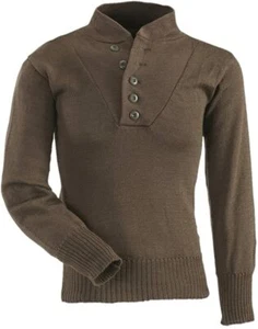WWII 100% ACRYLIC OD BROWN 5 BUTTON SWEATER MILITARY MEN SMALL 32 X 23 SI 650 - Picture 1 of 12