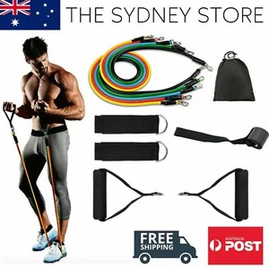 11Pcs Resistance Bands Set AUS STOCK Training Tubes Workout Yoga Fitness At Home - Picture 1 of 9