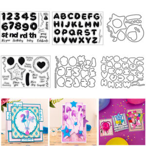 Balloon Number Alphabet Clear Stamps Set And Metal Cutting Dies Diy Scrapbooking