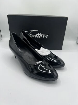 Zapatos de salón TROTTERS para mujer negros fabulosos punta almendra tacón de gatito 10 estrechos Foto 1 de 4
