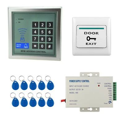 RFID Tag Reader Password Keypad Door Gate Exit Security Access Control DC 12V 3A - Image 1 of 4