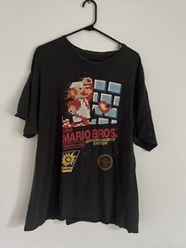 Nintendo NES Super Mario Bros Mens Black T-Shirt Size XL Worn Condition