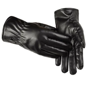 Leather Gloves Motorcycle Men Full Finger Touch Screen Driving Winter Warm New - Picture 1 of 9