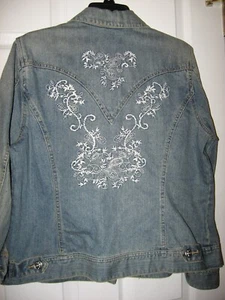 Coldwater Creek, VINTAGE, giacca denim,Lt blu,ricamato,long slv,16 - Foto 1 di 11
