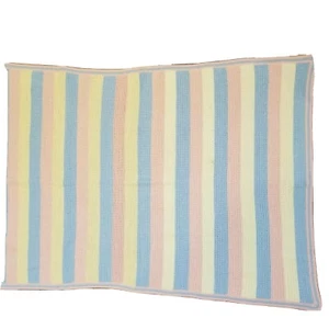 Strick Baby Decke Afgan Pastell Streifen 46" x 33" Handarbeit Handgestrickt Unisex - Bild 1 von 3