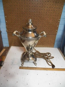 1925 MANNING BOWMAN & CO. Silver-plated Electric Coffee Percolator - Warms Up - Picture 1 of 12