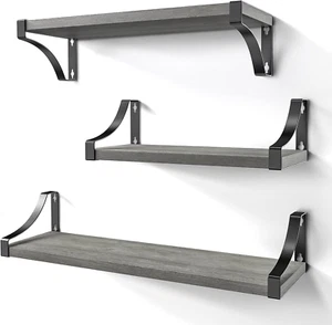 Juego de 3 estantes de pared, estantes flotantes que soportan hasta 55 libras. - Picture 1 of 12