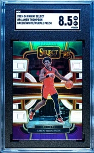 2023-24 Panini Select #96 Amen Thompson Green/White/Purple Prizm SGC 8.5 Rookie  - Picture 1 of 4