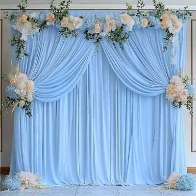 Cortinas de fondo azul bebé sin arrugas de 10 pies x 10 pies para baby shower... Foto 1 de 4