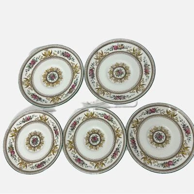 Wedgewood England Porcelain Teacup Dessert Saucers Set of 5 Floral 6.5” - Image 1 of 4