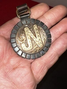 Marlin Spurgeon Sterling Silver And Gold Key Chain Previous Owner JN initials - Picture 1 of 6