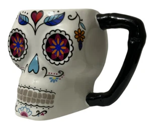 Day Of The Dead Ceramic Mug Jumbo White Black Dead Head - Picture 1 of 7
