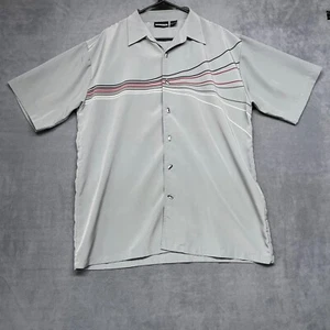 ODO Shirt Men's Large Gray Striped Short Sleeve Penguin Button Front Classic - Picture 1 of 8