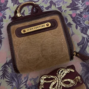 Vintage y2k portable Juicy couture foldable brown leather wallet bag| SKU 1198 - Picture 1 of 7