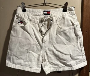 Vintage 90er Tommy Hilfiger Jeans Shorts Damen 4 weiß Denim 3"" Innennaht Baumwolle - Bild 1 von 6