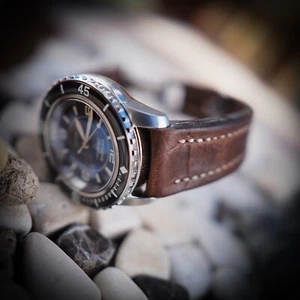 Müller&Son echtes Horween Leder [abgenutzt] Uhrenarmband 20 mm braun Auslauf - Bild 1 von 14