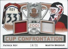 2017-18 2018 Leaf Masked Men Cup Confrontation 2001 ROY / BRODEUR 14/20 Jersey