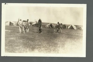 NORTH DAKOTA RPPC c1910 Indians SIOUX INDIAN CORN DANCE Camp Tents Dancing - Picture 1 of 4