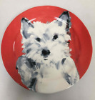 Sally Muir Anthropologie Dog-A-Day Westie West Highland Terrier 8.5" Red Plate
