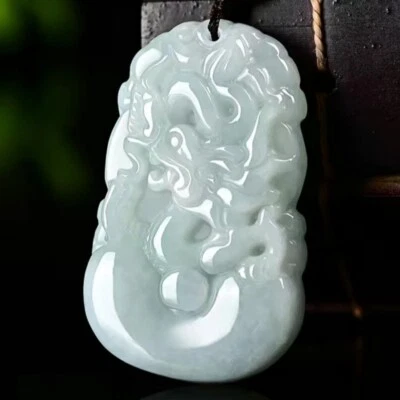 Natural Authentic Green A Jade Jadeite China Style Dragon Pendant 龙行天下 Foto 1 de 4