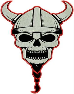 Embroidered Large 10" Viking Skull Patch MC Biker Jacket Vest Motorcycle Berserk - Picture 1 of 3