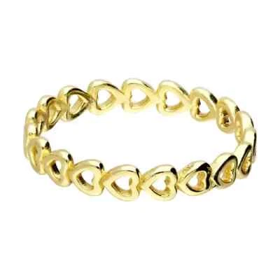 Anillo Corazón Abierto Chapado en Oro Amarillo 9ct Sello Hecho en Gran Bretaña Talla J - R Foto 1 de 3
