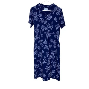 Vintage Fresh Produce Dress Short Sleeve Floral 100% Cotton size Small Blue - Picture 1 of 7