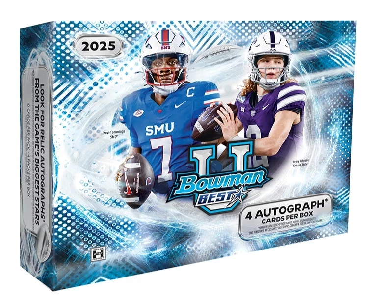 2025 BOWMAN UNIVERSITY BEST U HOBBY BOX (4 AUTOS) Football - Image 1 of 1