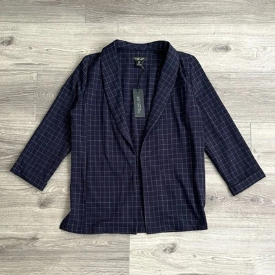 Blazer RACHEL ZOE Talla Pequeña Relajado Azul Marino Ventana Geométrico Preppy Dinero Antiguo Foto 1 de 4