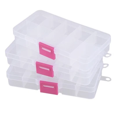 3pcs 10 Grid Electronic Component Parts Kits Plastic Storage Box Case D6A92916 - Image 1 of 4