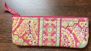 Vera Bradley Capri Melon Pink Paisley Pencil Case Quilted Fabric ~8.75" x 3.50" - Picture 1 of 7