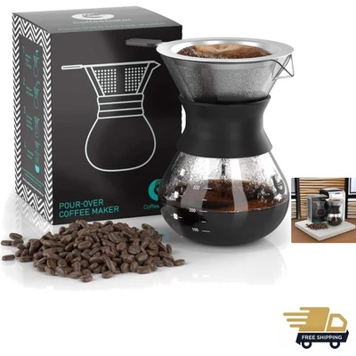 Cafetera portátil para verter sobre - Filtro de vidrio borosilicato y acero de 300 ml Foto 1 de 4