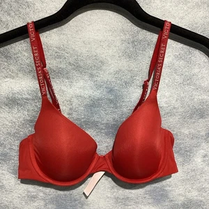 Victoria's Secret Bra Red T-shirt 34B Underwire Molded Cup - Picture 1 of 10