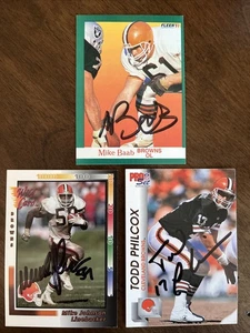 3 handsignierte Cleveland Browns Football Karten - Bild 1 von 7