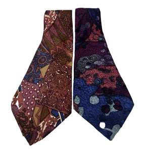 Vintage Gino Pompeii Mens Set Lot Of 2 Silk Ties Art Deco 80s Abstract Designer - Picture 1 of 9
