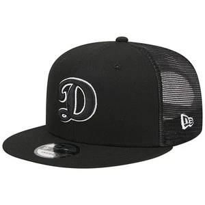 Men's New Era Black Los Angeles Dodgers Letter Trucker 9FIFTY Snapback Hat - Picture 1 of 6