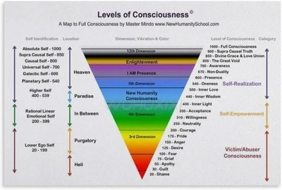 Hoja de información de tabla de niveles de conciencia póster lienzo impresión estética Foto 1 de 4