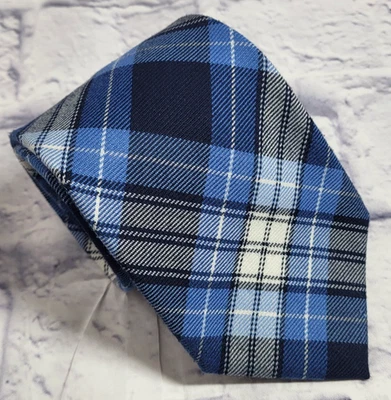 Corbata Lands' End Poliéster Rayón Azul Gris Blanco Negro Cuadros Hombres 57 x 3.5 Foto 1 de 4