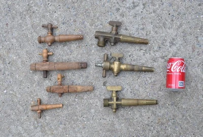 vintage old brass bronze / wooden barrel tap old barrel taps spigot keg x 7 - Image 1 of 4