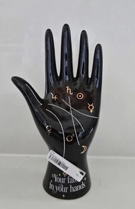 Black Ceramic Palmistry Fortune Teller Hand Ring Holder New With Tag - Picture 1 of 6