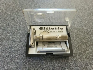 Vintage 1960’s Gillette Fatboy Adjustable Safety Razor W/Case & 1 Unused Blade - Picture 1 of 15