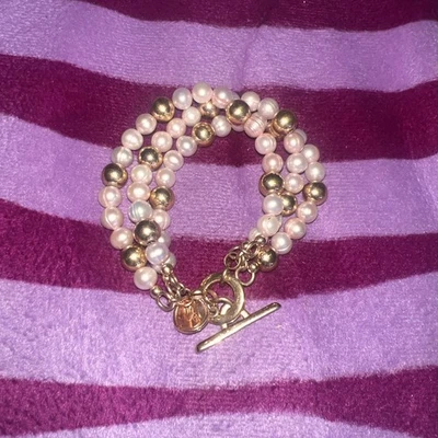 Maperle   Tripple Row Pink Real Pearl Bracelet Italy - Image 1 of 4