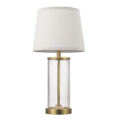 电动 61000063 20 英寸可填充罗纹玻璃台灯,哑光黄铜口音... — 第 1/4 张图片