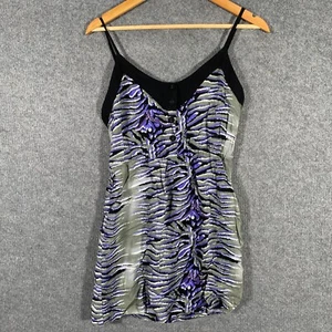 Ladakh Dress Womens 12 Purple Grey Blue Black Mini Zebra Print Cocktail Party - Picture 1 of 11