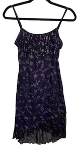 Y2K Vintage Rocket Candy Slip Dress Size M Purple Glitter Roses Midi Prom Party - Picture 1 of 14
