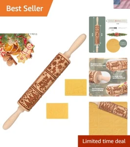 Unique Wooden Embossed Rolling Pin with Nativity Design - Perfect Holiday Gift - Picture 1 of 10