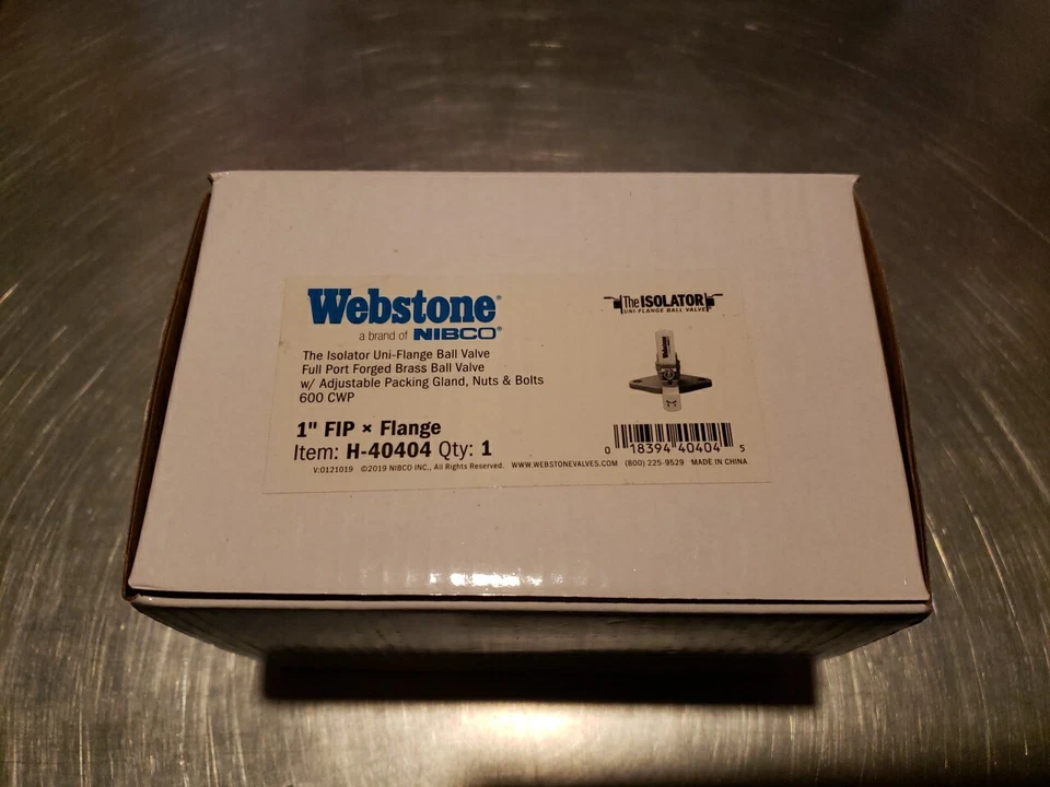 ISOLATOR UNI-FLANGE BALL VALVE 600CWP -H40404 1"FIP X FLANGE WEBSTONE NIBCO - Image 1 of 1